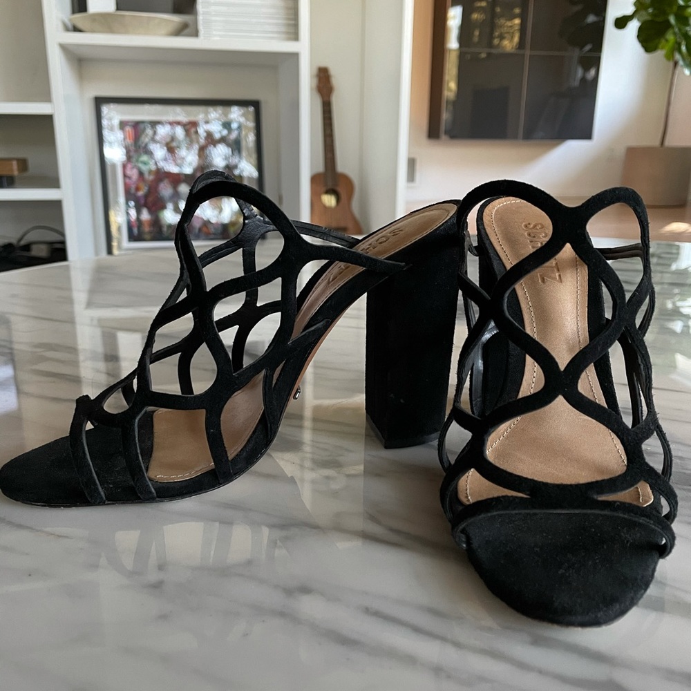 SCHUTZ - Women's Nurten Block Heel Mules Size 38